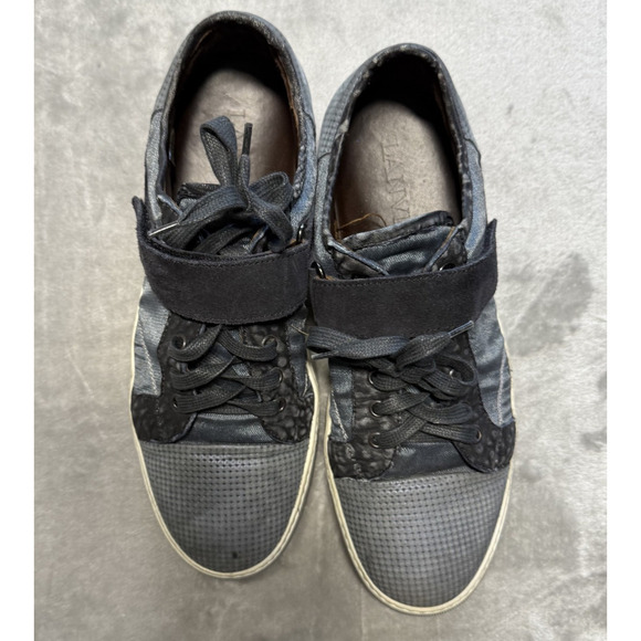 Lanvin Men’s Leather Luxury Blue Gray Sneakers Authentic Made in Italy Size‎ 8 main image 14